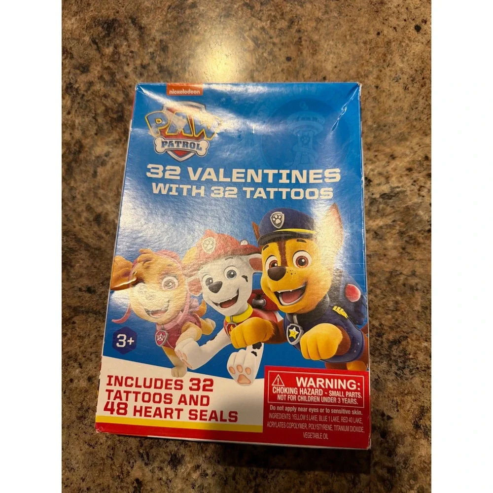 Paw Patrol 32 Valentines with 32 Tattoos and 48 Seals Classroom Exchange Set